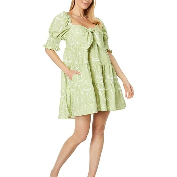 En Saison Tuckernuck Idrissy Mini Dress NWT Abstract Floral Babydoll in Green - Picture 4 of 4